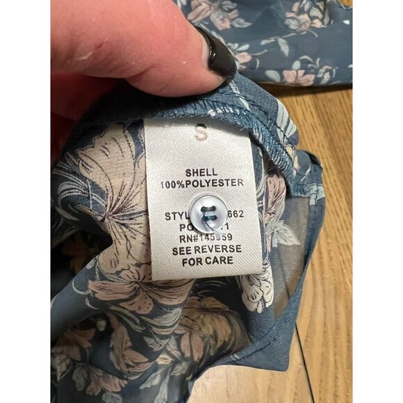 VICI Womens Size Small Blue Long Ruffle Sleeve Boho‎ Floral Blouse Peasant City - Picture 9 of 10